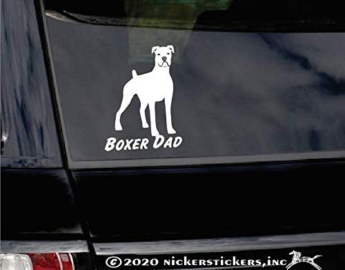 Boxer Apa | NickerStickers® Vinyl Fehér Boxer Kutya Ablak Matrica