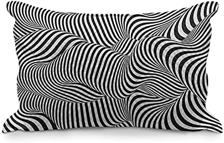 Ambesonne Elvont, Szürreális, Steppelt Pillowcover, Digitális Generált Furcsa Zebra Minta Modern Curl Csíkok, Standard Queen