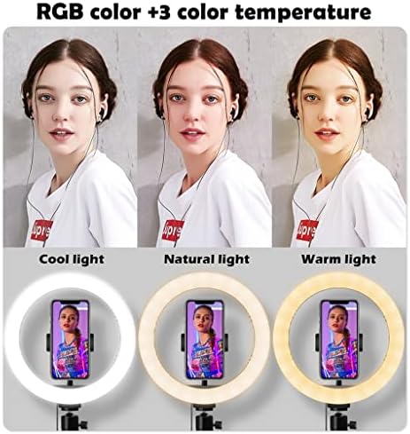 Gyűrű Fény Szett állvánnyal, Szabályozható LED Gyűrű Fény Telefon Tartó/Bi-Color 3000K–6000K, Fotóművészeti Kör Fények YouTube Videó