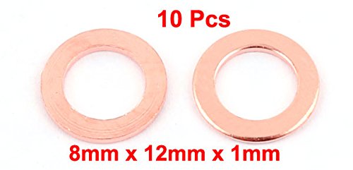 Uxcell a16072700ux0562-DM Lapos Gyűrű Réz Crush Alátét Tömítés Tömítés Rögzítő, 8 mm x 12 mm x 1 mm-es Méret (Csomag 10)