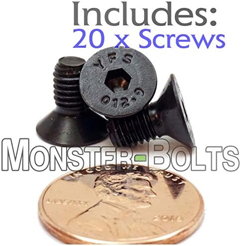 MonsterBolts - M5 x 8 mm-es Lapos fejű Socket Kap Csavarok DIN 7991, Ötvözött Acél, Fekete-Oxid, 100-as Csomag