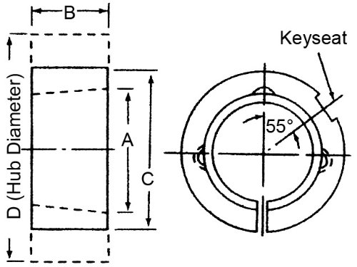 Ametric® TBA 2517B-S-ANSI Metrikus Adapter Gyűrű 2517 ANSI Szál Kúpos Persely Helyet Persely (A) 1-3/4 Vastagság (B), 4-1/8 Súly