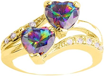 Ujj Gyűrű a Nők, a Nők Szivárvány jegygyűrűt a Lányok Örök Eljegyzési Gyűrűt a Nők Dupla Szív Ígéret Gyűrű Bohém Gyűrűk