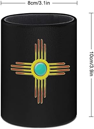 Zia Nap Pueblo Új-Mexikó PU Bőr Ceruza Birtokosai Kerek Toll Csésze Tartály Minta Asztal Szervező Az Office Home