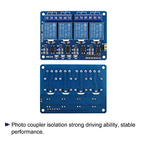 PATIKIL Relé Modul 4 Csatornás, 12V Alacsony Szintű Trigger Modul Kék Relé Modul Testület a DSP 2 Pack