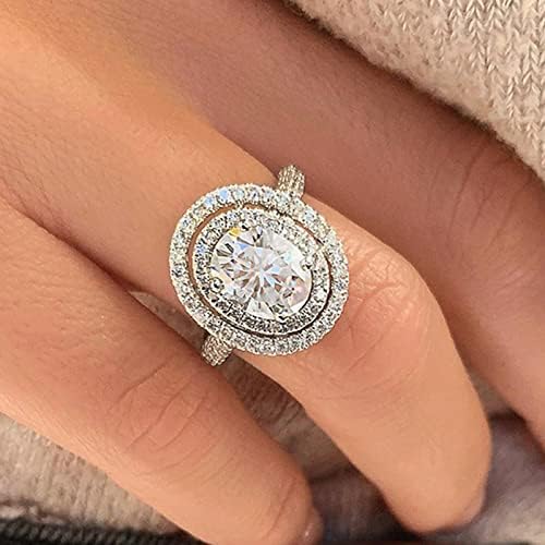Ezüst Kör Alakú Gyűrű Gyémánt Kör Teljes Strasszos Gyűrű Kerek Vágott Igazi Gyűrű Aranyozott Esküvői Gyémánt Eljegyzési Gyűrű