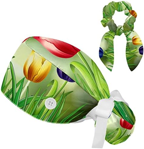 Dolgozik Kalapok Hajpánt a Férfiak Tulipán a Virágok Állítható Nő Dolgozik Caps Bouffant Kalapok, Haj Gyűrű Multi