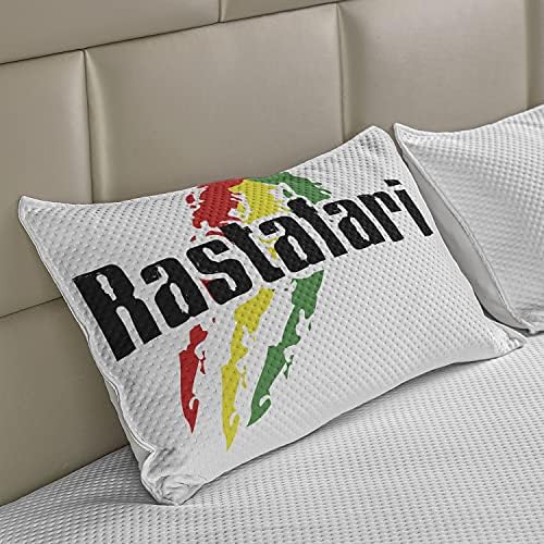 Ambesonne Rasta Kötött Paplan Pillowcover, Reggae Rasztafári Betűkkel Grunge Design Lobogó Színek Hátteret Art Print, Standard