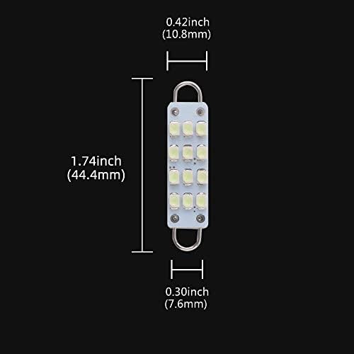 4 X 44 mm(1.73) 12-SMD 1210 3528 Chip Merev Hurok Girland LED Izzók Autó Belső Lámpa Búra Térkép Fény Ajtó Jóvoltából Fények 561