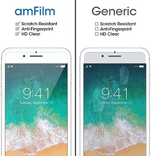 amFilm képernyővédő fólia Apple iPhone-8 Plus, 7 Plus, 6S Plusz 6 Plusz, Edzett Üveg, 2 Csomag