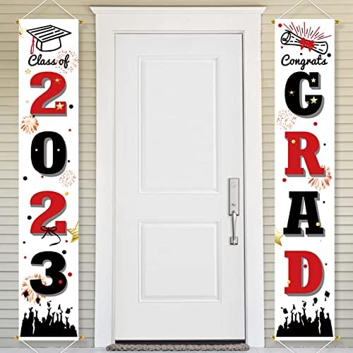 Nyuszi Kórus Érettségi Party Dekoráció 2023: Piros, Fekete Osztály 2023 Congrats Grad Banner, Érettségi Tornác Alá, Érettségi Lóg