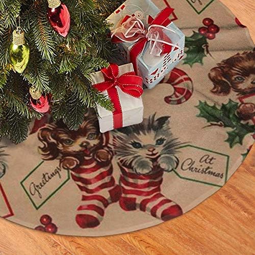 LVeShop Karácsonyi Macska Candy Christmas Tree Szoknya Luxus Kerek Beltéri Kültéri Lábtörlő Rusztikus Karácsonyfa Ünnepi Dekoráció（30/36/48