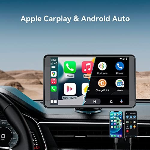 Spedal Hordozható Vezetékes Autó Sztereó Apple Carplay & Android Auto, 1080P Kamera 7 Hüvelykes HD IPS Érintőképernyő, hangvezérlés,