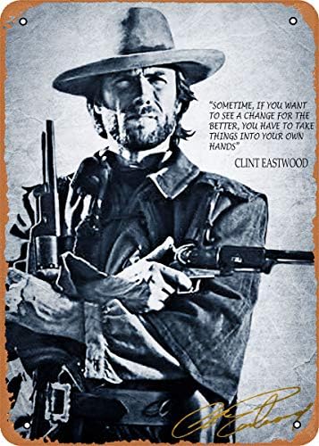 Unidwod Clint Eastwood Klasszikus Cowboy 8 x 12 Cm - Vintage Fém Adóazonosító Jel Haza, Bár, Pub, Garázs, Dekoráció Ajándék