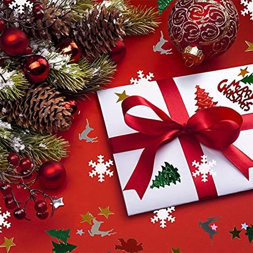 Karácsonyi Konfetti 3.5 OZ Karácsonyi Asztal Csillogó Konfetti Mix Fólia Hópehely,ötágú csillag,Mikulás,Fenyőfa, Boldog Karácsonyt