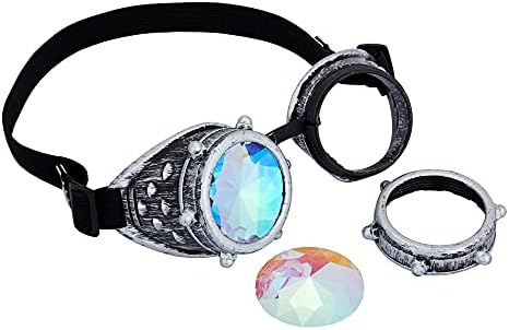 Kaleidoszkóp-Szemüveget, Rave Trippy Pszichedelikus Steampunk Szemüveg Szivárvány Fénytörő Prizma kristálylencsék
