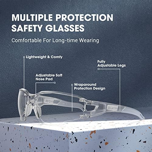 WOOLIKE Biztonsági Szemüveg, Védőszemüveg a Férfiak, mind a Nők ;karcálló, Könnyű Munka, Világos Anti-Fog Lencse