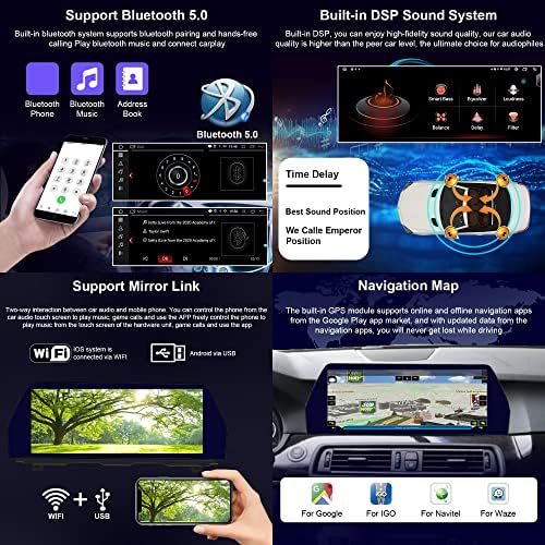 Android 12 Audio Sztereó Autó GPS Navigátor a BMW 5-ös Sorozat F10 F11 a iDrive Rendszer, 12.3 hüvelyk Blu-ray Érintőképernyős CarPlay,