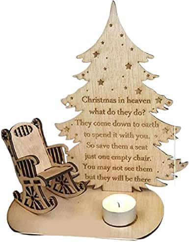 Karácsonyi Megemlékezés Gyertya Dísz Emlékszem, szeretteit,Fából készült Gyertya Asztali Dísz, Boldog Karácsonyt a Mennyben Memória Fa