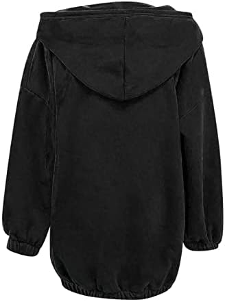 Női Egyszínű Kabátok Pulcsik Túlméretezett Teljes Zip Pulóver, Alkalmi Bő Hem Hosszú Ujjú, Laza, Meleg, Puha Ruhát