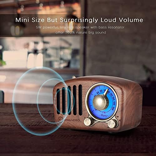 Vintage Retro Rádió Bluetooth Hangszóró - Greadio Fa FM Rádió, a Régi Klasszikus Stílus,Erős, mély hangok kiemelése,Hangos Hangerő,Bluetooth