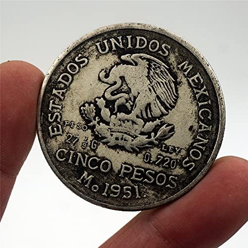 1951-ben az Amerikai-Mexikói Ezüst Érme 5 peso Ezüst Dollár Emlékérme Ősi Érme Külföldi Érme Modern Réz Ezüst Érme