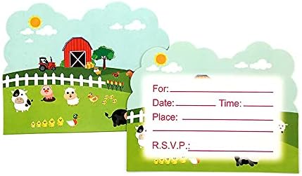 Fél Tehetség 20 Meghívni Kártyák Borítékok Farm Állatok, Disznó, Tehén, Birka Traktor Téma Meghívókat a Fiúk, Lányok, Gyerekek Születésnapi