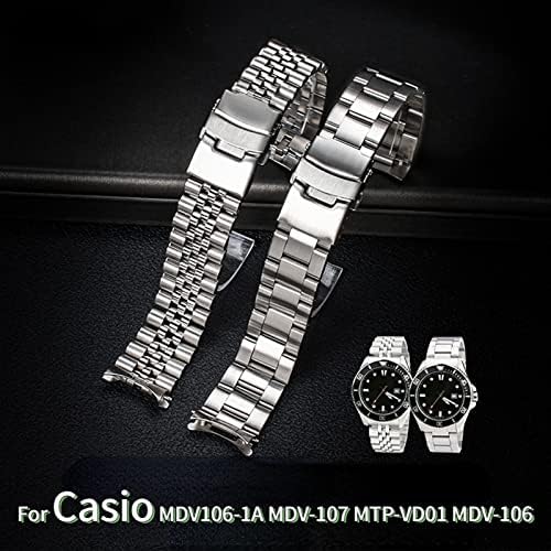 GANYUU A Casio MDV106-1A MDV-107 MTP-VD01 MDV-106D Pánt Rozsdamentes Acél Karkötő Fém Karkötő 20mm 22mm Csere Watchband