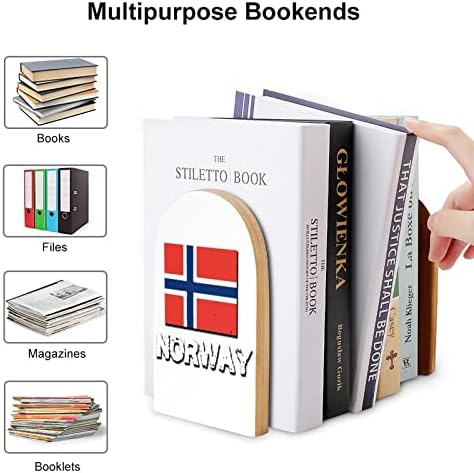 Norvégia Nemzeti Büszkeség norvég Zászló Fa Dekoratív Könyvtámasz Nem csúszós a Könyv Végén a Polcok 1 Pár 7 X 5 Hüvelyk