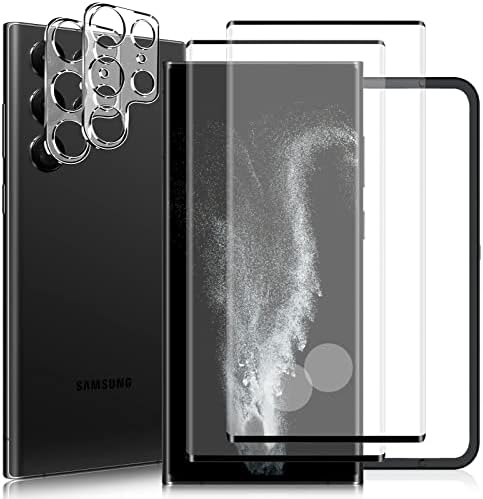 Qoosea [2+2 Csomag] a Samsung Galaxy S23 Ultra Screen Protector & Kamera Védő Ujjlenyomat Kinyit Buborék Szabad Anti-Karcolás Anti-Ujjlenyomat-9H