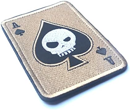 2 DB AliPlus Póker Ace of Spades Javítás Koponya Javítás Hímzett Taktikai Morál Javítás Horog Rögzítő Hordozó(01)