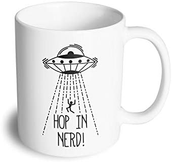 Újdonság Idegen UFO Bögre Hop, Kocka! Szlogen Tudomány Geek Paródia Ajándék Kávé, Tea Csésze Fehér 11OZ