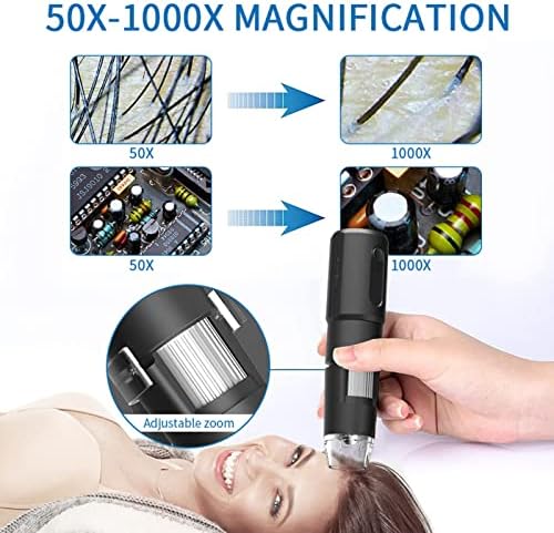 USB Mikroszkóp Kamera, 640 x 480 képpontos Felbontás Rugalmas Fém Állvány Vezeték nélküli Digitális Mikroszkóp 8 LED-Fények
