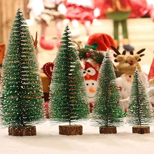 Angoily Karácsonyi Cédrus Fák Hó Fa: 4db Mini karácsonyfa Figura Asztali Mesterséges karácsonyfa Modell Ünnep Miniatűr Táj Fenyőfa