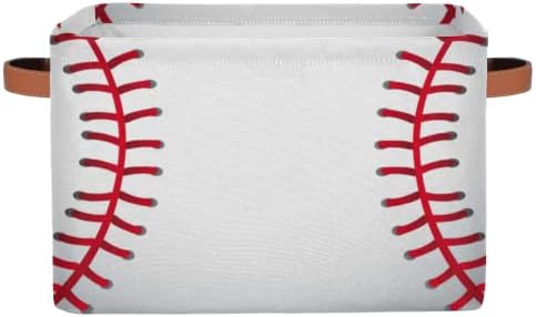 2 Csomag Tároló Kosár Kockák Baseball Piros, Fehér Varrás Összecsukható a Tárolás Bin Doboz Kezeli a Nagy Összecsukható Játékok Szervező