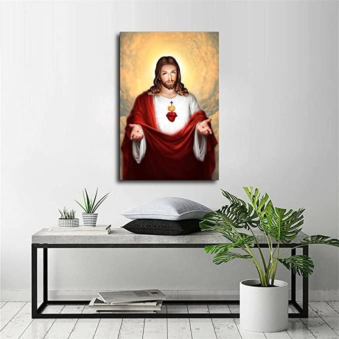 Katolikus Jézus Poszter Nyomtatás, Vászon Festmény Keresztény Isten Képeket Nappali (keretes,08x12 hüvelyk)