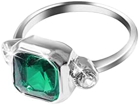 2023 Új, Kőből készült Divat Női Zöld Fényes Ékszer Részt Gyűrű, Körben Aranyozott Ékszerek Gyűrűk Vaskos Gyűrű Színes (Ezüst, 6)