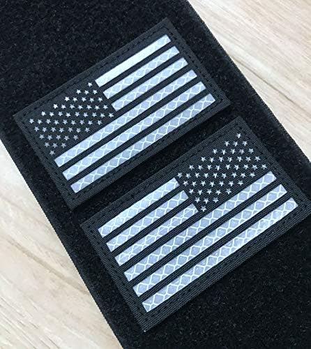 2x3.5 Fényvisszaverő MINKET USA Amerikai Zászló Taktikai Foltok Hook-Rögzítő Hordozó (1 Bal + 1） (Fekete-Fehér)