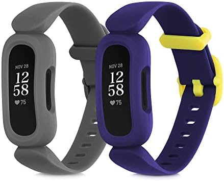 kwmobile óraszíj Készlet Kompatibilis a Fitbit Inspirálja 2 / Ace 3-2x TPU Szilikon Fitness Sport Tracker Zenekar - Kis Méret (S)
