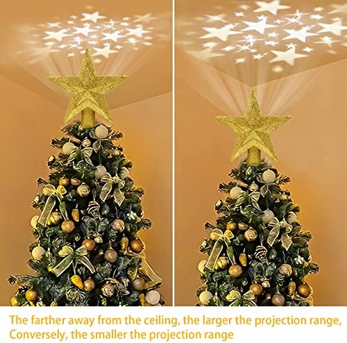 Csillogó Arany karácsonyfa Topper Kivilágított, 3D-s Hollow karácsonyfa Díszek, karácsonyfa Csillag Topper 2 Vetítési Mód, amely Alkalmas a