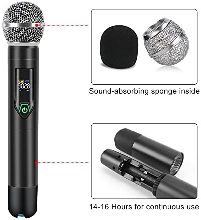 GUDEHOLO Vezeték nélküli Mikrofon Rendszer az esetben, Fém UHF Dual Kézi 20 Csatornák Professzionális Vezeték nélküli Mikrofon Rendszer,