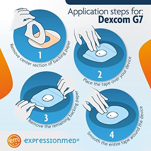 ExpressionMed - Ragasztó Tapasz Dexcom G7 (10-es Csomag) - Az USA-ban Készült, Vízálló, Split, Háttér, CGM Szalag (amerikai Zászló)