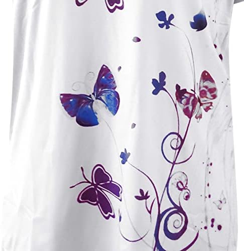 Rövid Ujjú Ing, Női V Nyakú Póló Pillangó virágmintás Laza Fit Felsők Pólók Tini Lányok 2023 UL