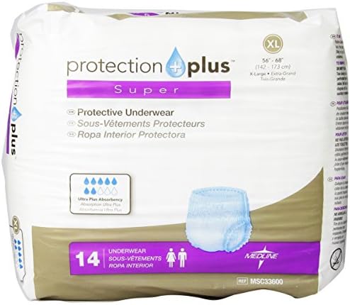 Medline Protection Plus Eldobható Védő Inkontinencia Bugyi, XL, 56 68, 14 Count (Csomag 4)
