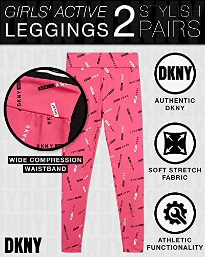 DKNY Lányok Aktív Leggings - Póló, Sportos, Magas Derekú Nyújtás Edzés Jóga Nadrág (2 Csomag)