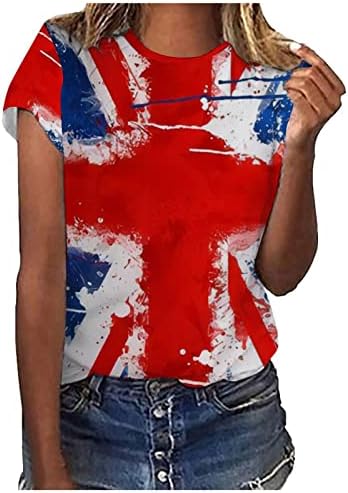 Július 4. Női Nyári Sleeve T-Shirt Trendi Grafikus Póló Női Felsők, Rövid Ujjú Nyomtatás Hazafias Póló Felső Blúz