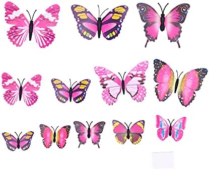 plplaaoo 12db Pillangós Fali Matricák,3D-s Szimuláció Fali Matricák Sztereoszkopikus gyerekszoba Dekoráció Pillangó‑Minta Matricák
