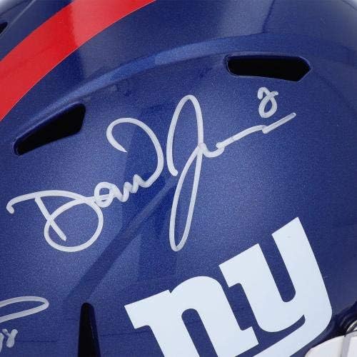 Daniel Jones & Evan Mintázata, a New York Giants Dedikált Riddell Sebesség Replika Sisak - Dedikált NFL Sisak