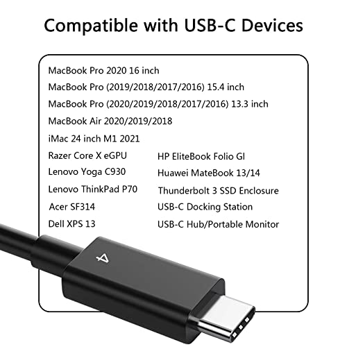 Thunderbolt-Kábel 4 2.6 ft, Grtoeud USB-C Kábel Egységes 8K vagy Kettős 4K-s Kijelzők, 40Gbps Adatátvitel Kompatibilis USB4, Thunderbolt