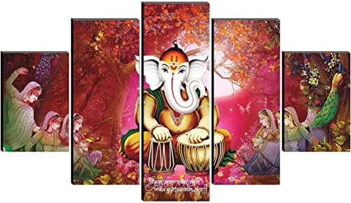 SAF Készlet 5 Ganesha Vallási modern művészet Haza dekoratív falfestés 30 inch x 18 cm-es PNLS32225